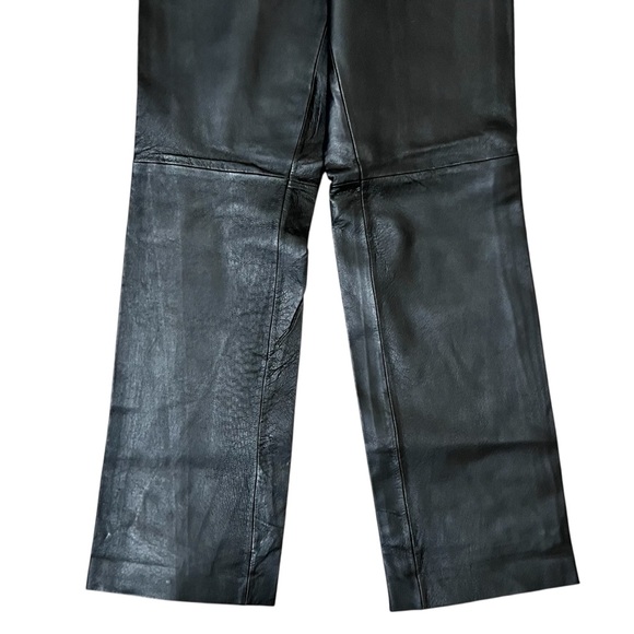 Vintage Clio Leather Women's Sz. 10 Black Leather Side Zip Straight Leg Pants - Picture 4 of 13